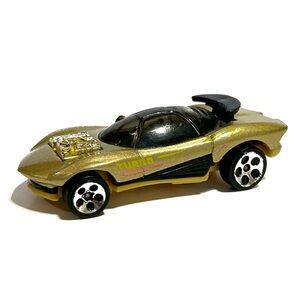 Vintage 1991 Hot Wheels Metallic Gold Diecast Model Sports Race Car Toy Black